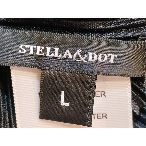 NWT STELLA & DOT Silver Metallic Skirt Womens Large Stretch Pull-On Fully Lined - Picture 3 of 8